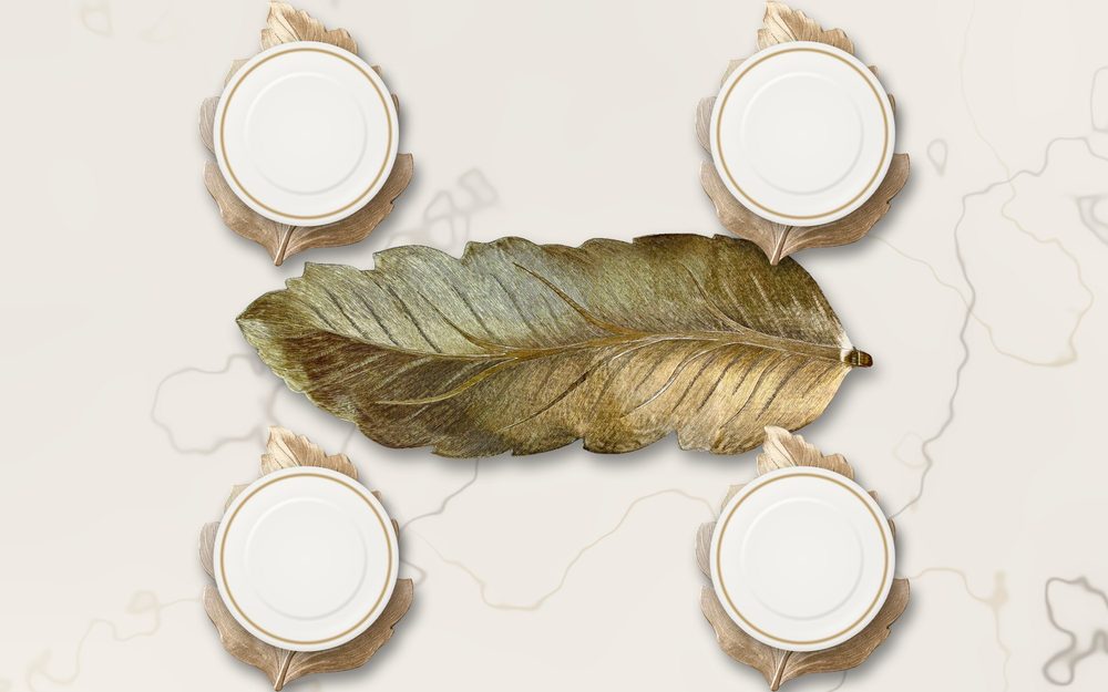 Chinar Leaf runner and placemats set on a table